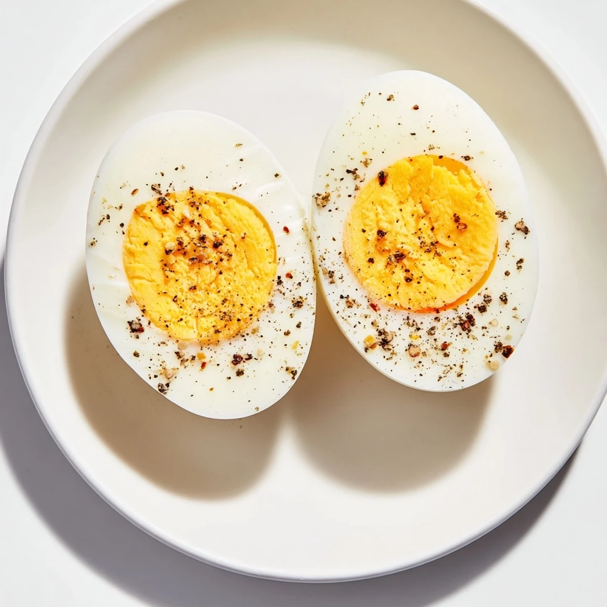 Perfect hard-boiled eggs with bright yellow yolks, ready to be sliced for a delicious salad.