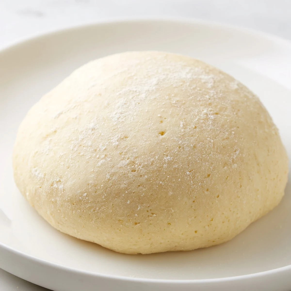 Freshly kneaded homemade pizza dough, springy and ready for its first rise, perfect for pizza night.