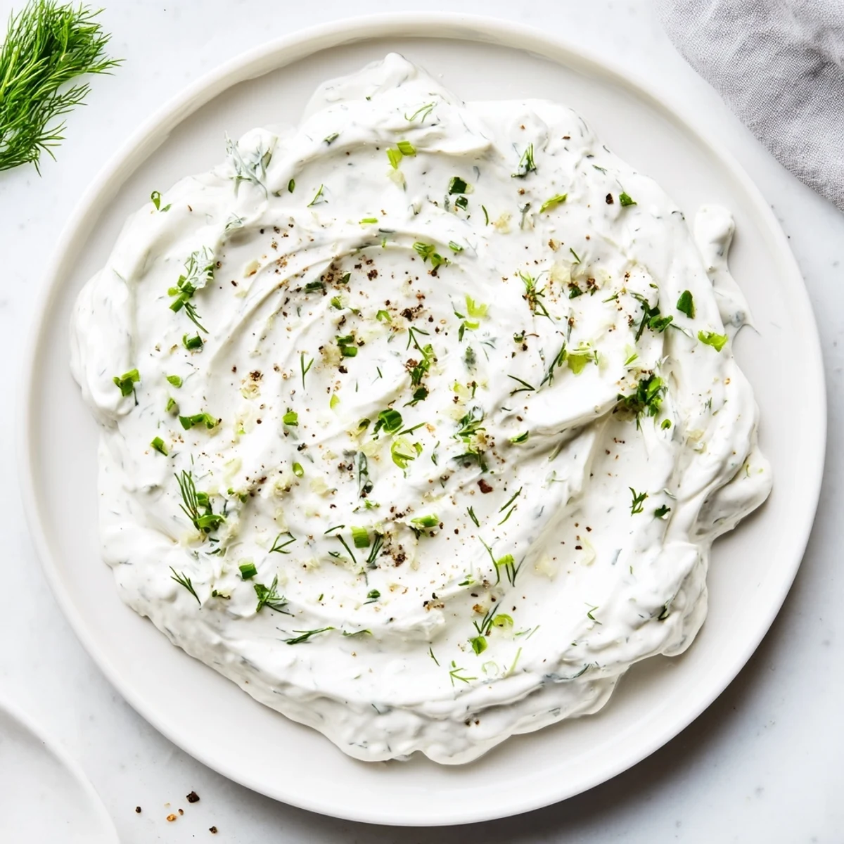 A vibrant bowl of Greek Yogurt Ranch Dip, offering a luscious, tangy snack for dipping.