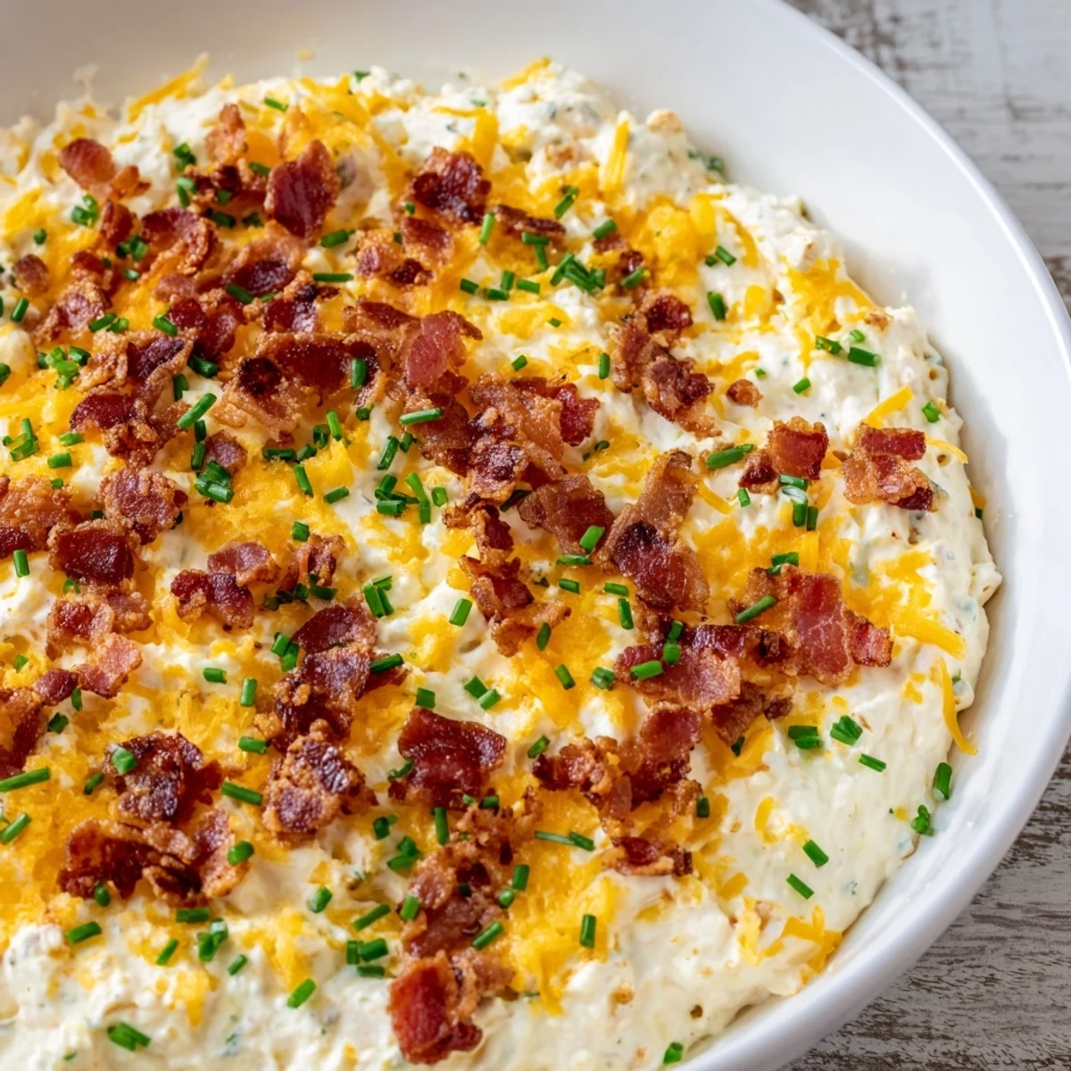Golden-brown Cheesy Bacon Ranch Dip: a comforting appetizer with melty cheese and savory bacon bits.
