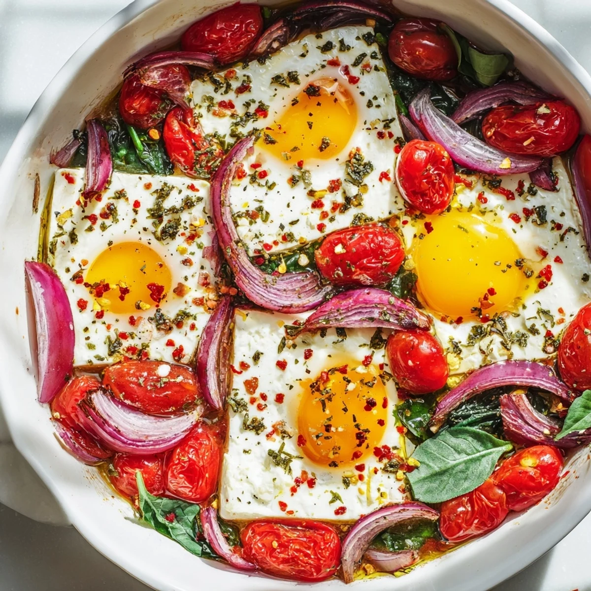 Baked Feta Eggs Dish
