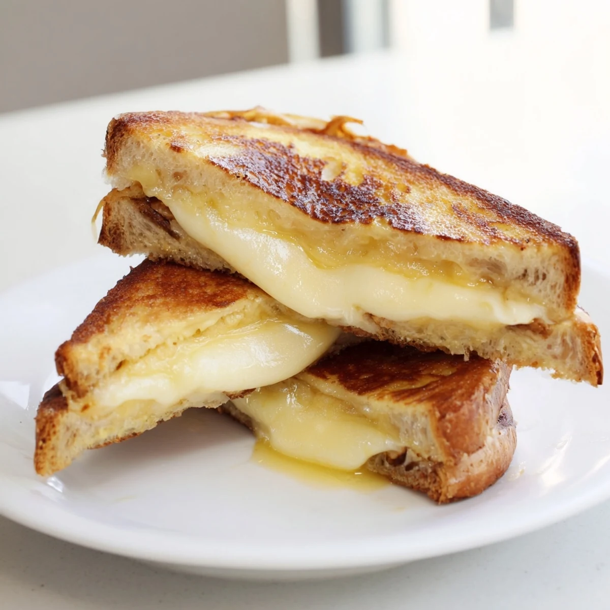 Golden and gooey Custard French Toast Grilled Cheese, a perfect brunch with melted cheese and creamy French toast.