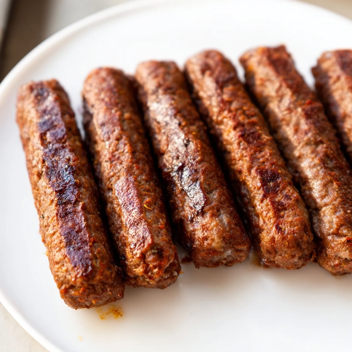 Smoky aromas rise from these perfectly grilled Romanian mici, juicy and flavorful, for a tasty meal.