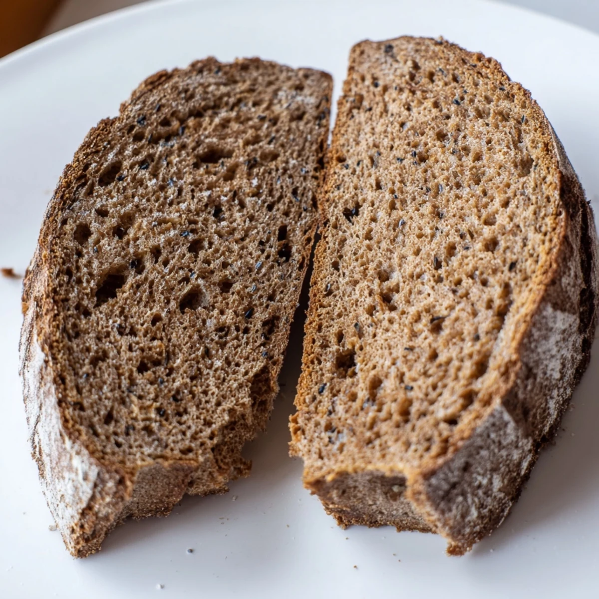 Close-up view of freshly baked Latvian Rupjmaize bread, its dark crust calling to be tasted.