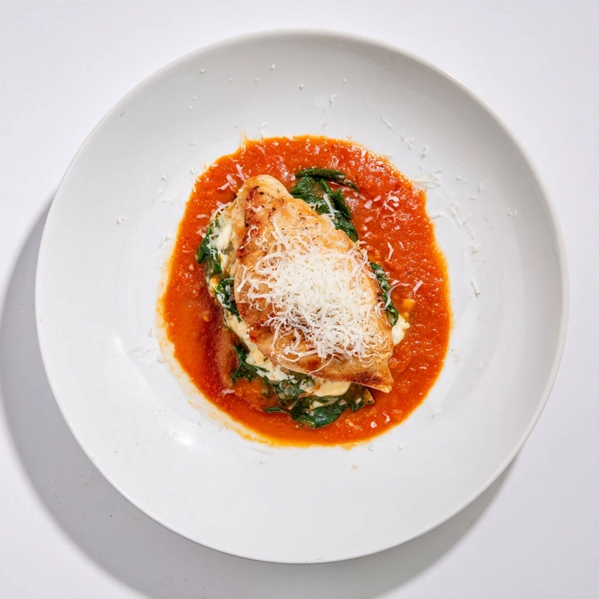 Sliced Spinach Ricotta Stuffed Chicken revealing creamy spinach and ricotta filling inside.