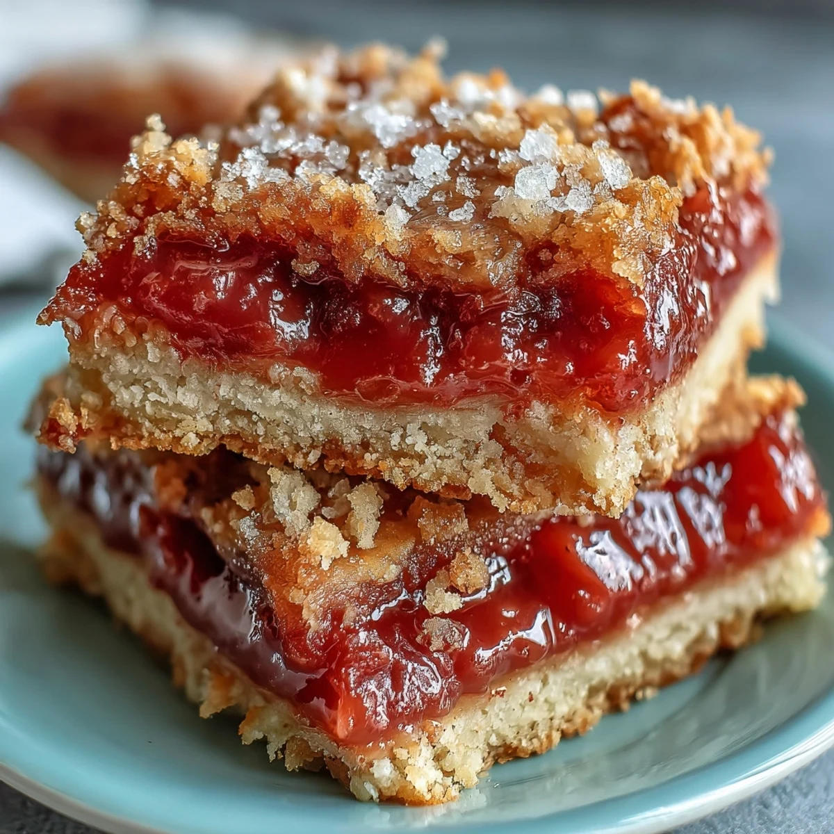 Close-up of Guava Cake Bars on a cooling rack, highlighting the sweet, buttery crust and soft cake texture.