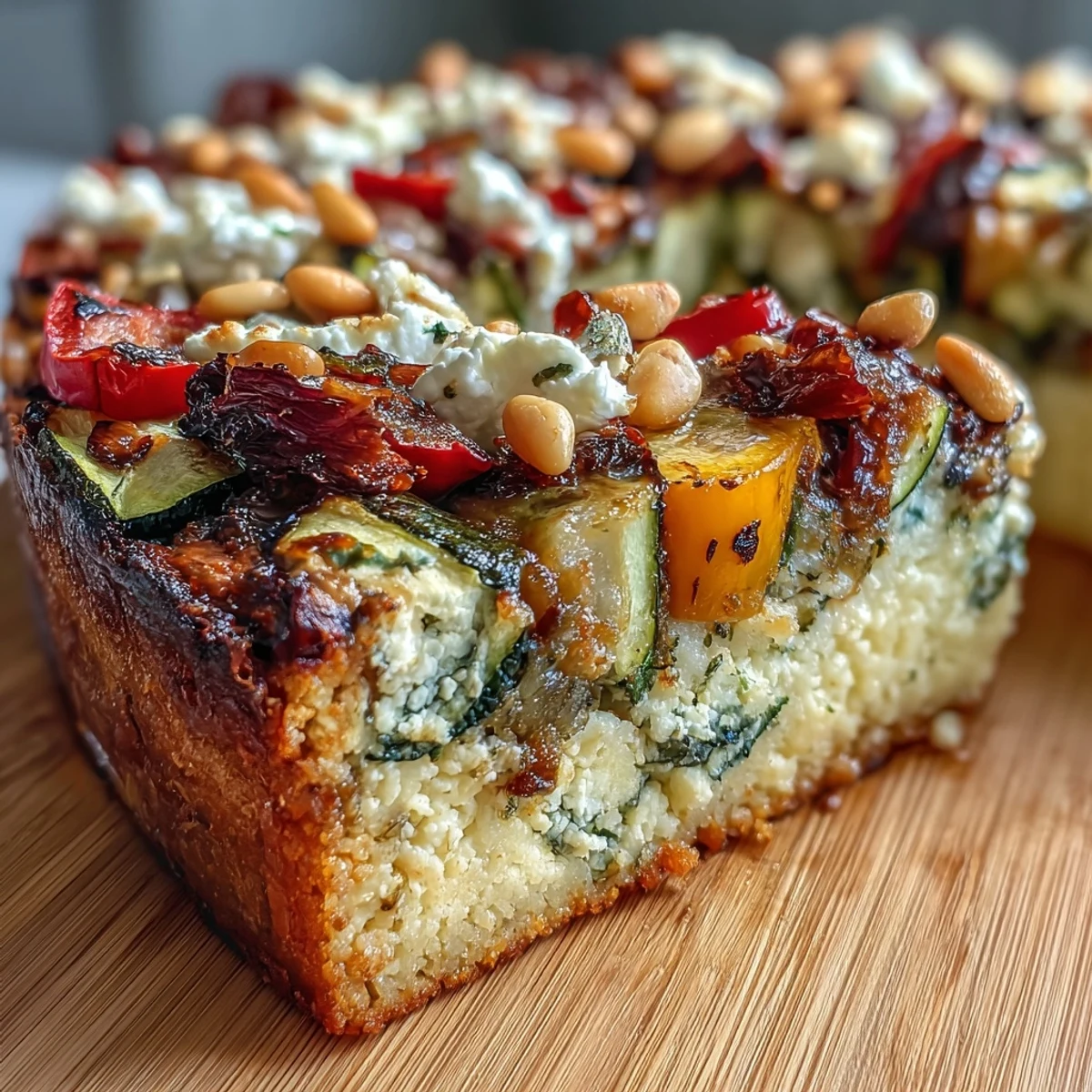 Fresh parsley garnishes the warm Roasted Veggie & Feta Couscous Bake served as a main dish.