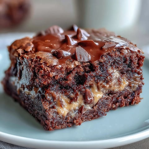 Freshly baked Rich Peanut Butter Cup Dump Cake reveals layers of molten chocolate cake, creamy peanut butter, and gooey peanut butter cups.