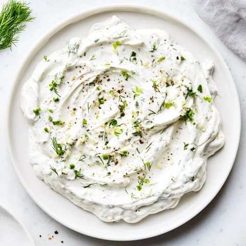 A vibrant bowl of Greek Yogurt Ranch Dip, offering a luscious, tangy snack for dipping.