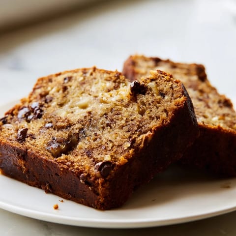 A tender slice of banana bread studded with chopped walnuts, enjoyed alongside a steaming mug of coffee for a cozy breakfast.