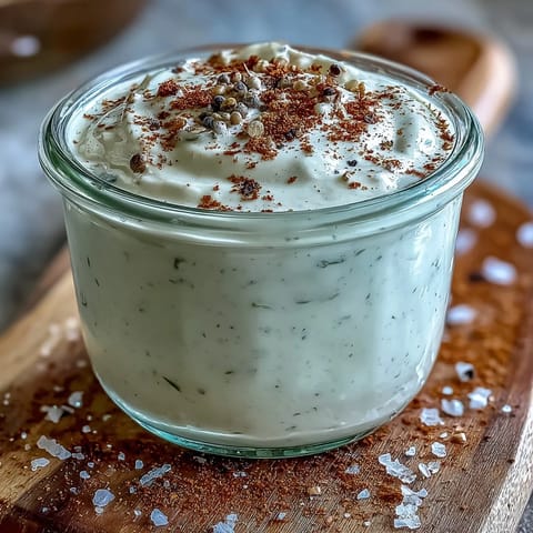 Freshly made Southwest Ranch Sauce drizzled over a salad with avocado, tomatoes, and grilled chicken.