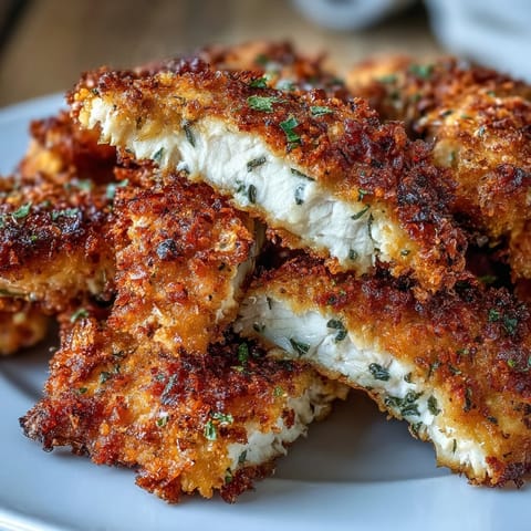 Crispy Panko Ranch Chicken Tenders baked golden and served with a creamy dipping sauce.