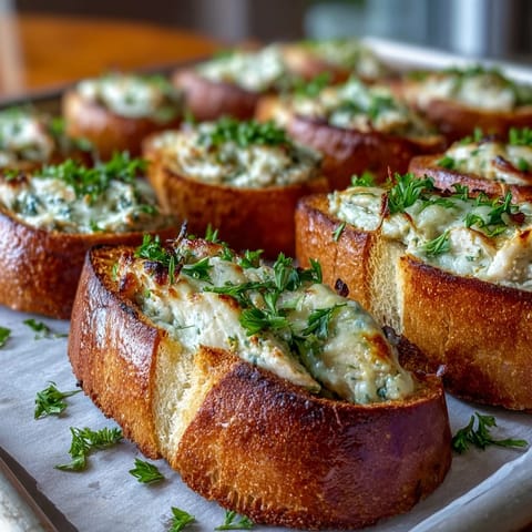 Golden toasted Pesto Chicken Garlic Bread Boats fresh from the oven, featuring melted mozzarella and fresh parsley.