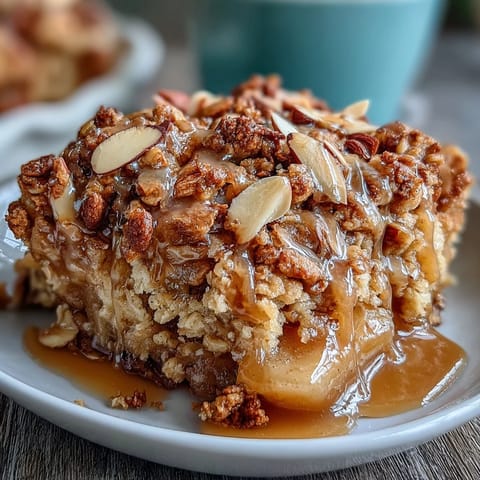 Fragrant cardamom and cinnamon infuse tender baked apples beneath a buttery oat-almond streusel in this comforting dessert.  