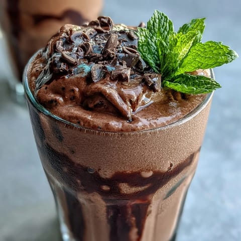 Rich chocolate and cool mint flavors blend with sweet frozen banana in this energizing protein shake, perfect for breakfast or post-workout.