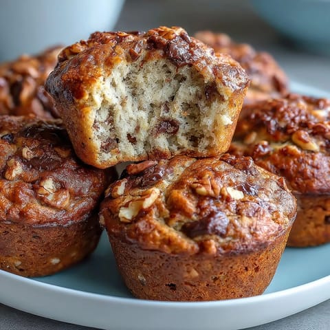 Moist banana protein muffins packed with wholesome oats and Greek yogurt, perfect for a healthy breakfast or snack on the go.  