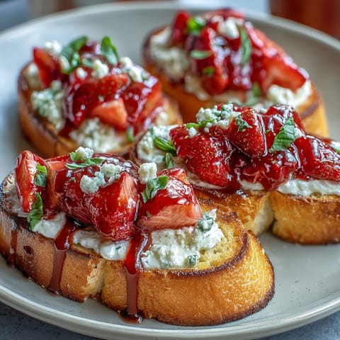 Balsamic Strawberry Bruschetta Toasts