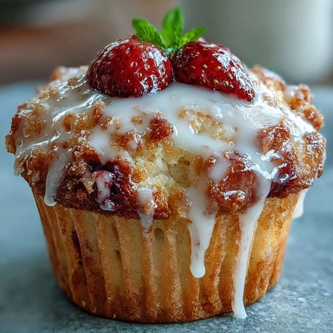 Strawberry Muffins Lemon Glaze