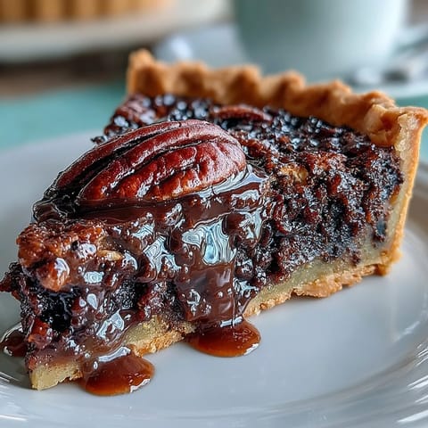 Decadent Kentucky Derby Chocolate Bourbon Pecan Tart artfully arranged with fluffy whipped cream.