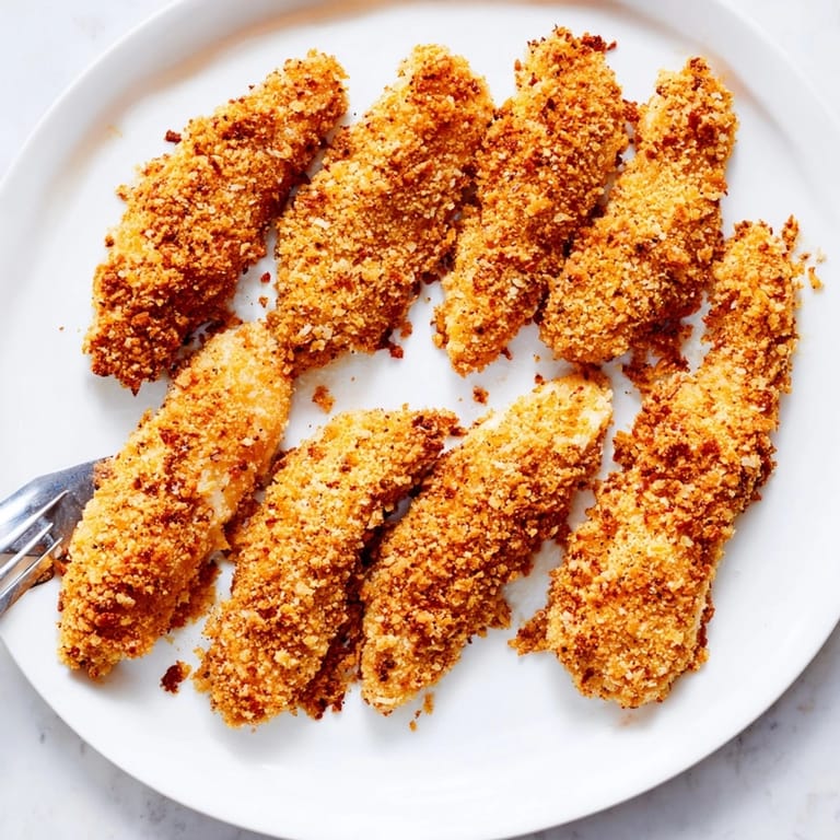 Close-up of juicy, oven-baked chicken tenders served hot with dipping sauces on the side.