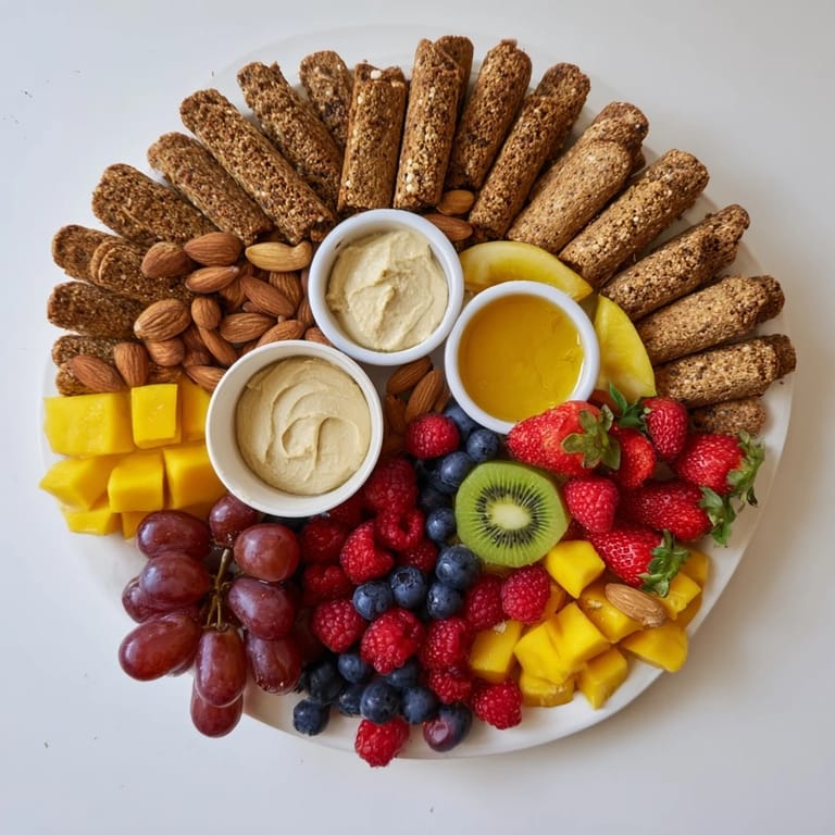 Delicious "Hidden Oasis" appetizer, featuring a visually stunning ring of crackers and berries.