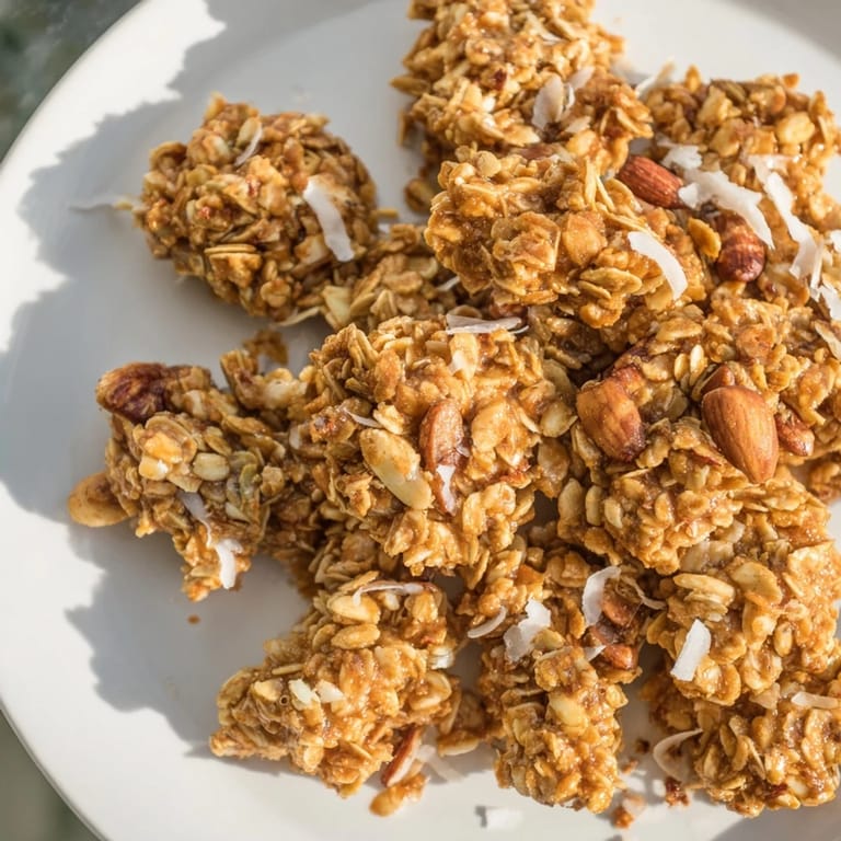 Sweet, baked Honey Nut Granola Clusters are full of oats, nuts, and a hint of honey flavor.