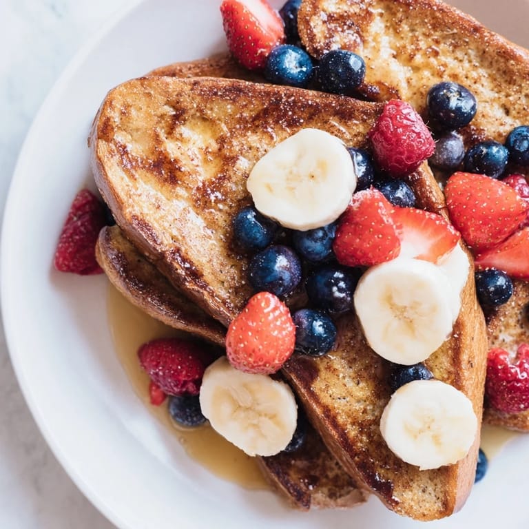 This savory plate of Protein French Toast, served with a drizzle of maple syrup, looks incredibly tempting.