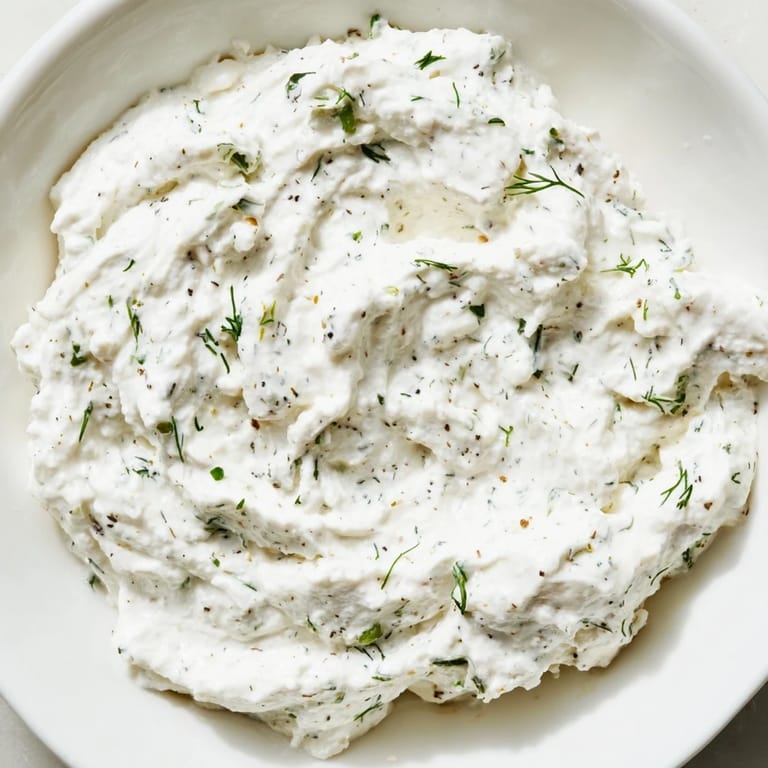 A bowl of flavorful Greek Yogurt Ranch Dip with a vibrant swirl of herbs, ready to be enjoyed with chips.