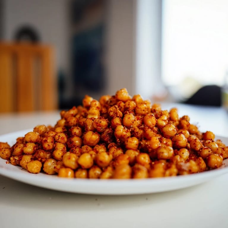 Crispy Chickpea Snack served warm on a salad for a crunchy, protein-packed topping.  