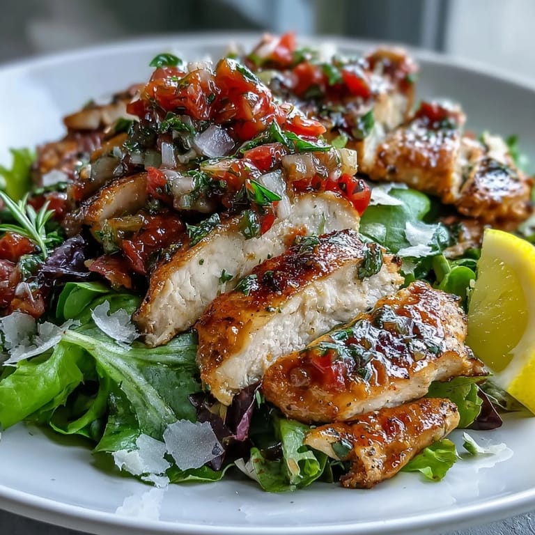 Delicious Bruschetta Chicken Salad with basil, tomato, and tender grilled chicken.
