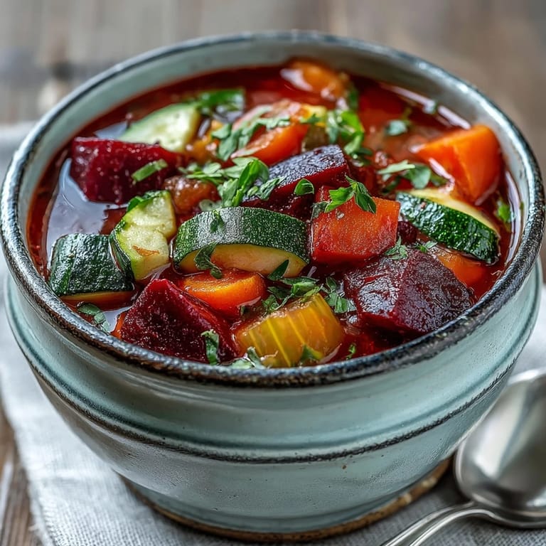 Easy homemade Rainbow Vegetable Detox Soup simmering in a large pot with cumin and smoked paprika spices.