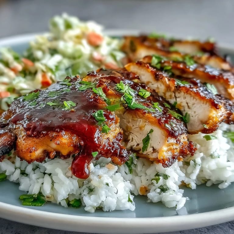 A generous BBQ Chicken Bowl features golden roasted veggies and creamy coleslaw, perfect for a wholesome dinner.