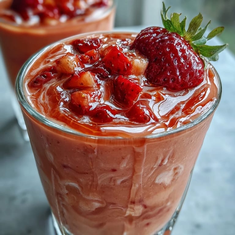 A refreshing Guava Juice Smoothie served over ice, a tropical pick-me-up for a sunny morning.