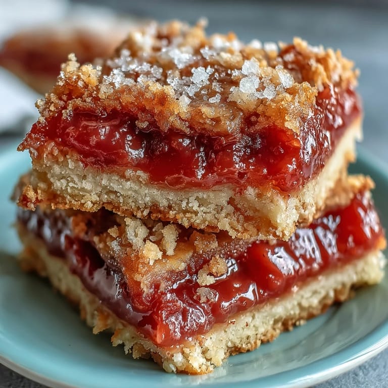 Close-up of Guava Cake Bars on a cooling rack, highlighting the sweet, buttery crust and soft cake texture.