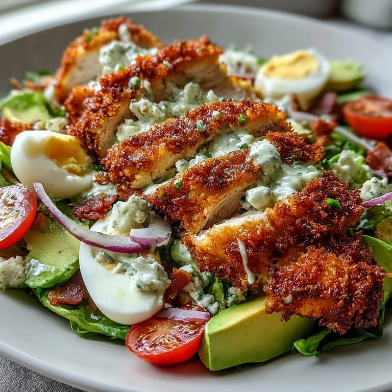 Fresh bacon crumbles, cucumber slices, and cherry tomatoes surround the sliced chicken on a colorful serving platter.