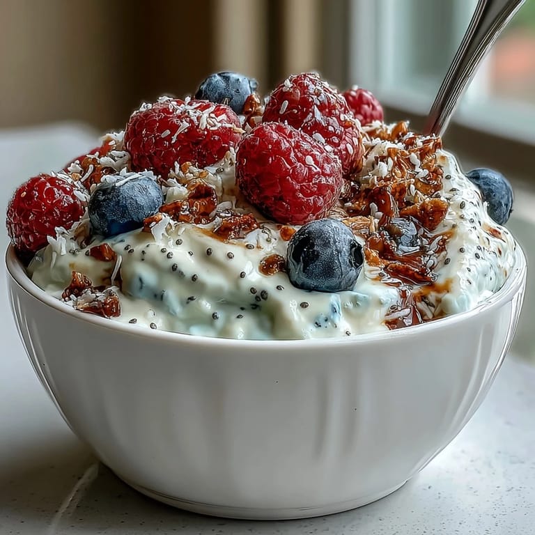 Overhead view of two vibrant Berry Greek Yogurt Smoothie Bowl servings with chia seeds and fresh fruit, ready to enjoy for breakfast.