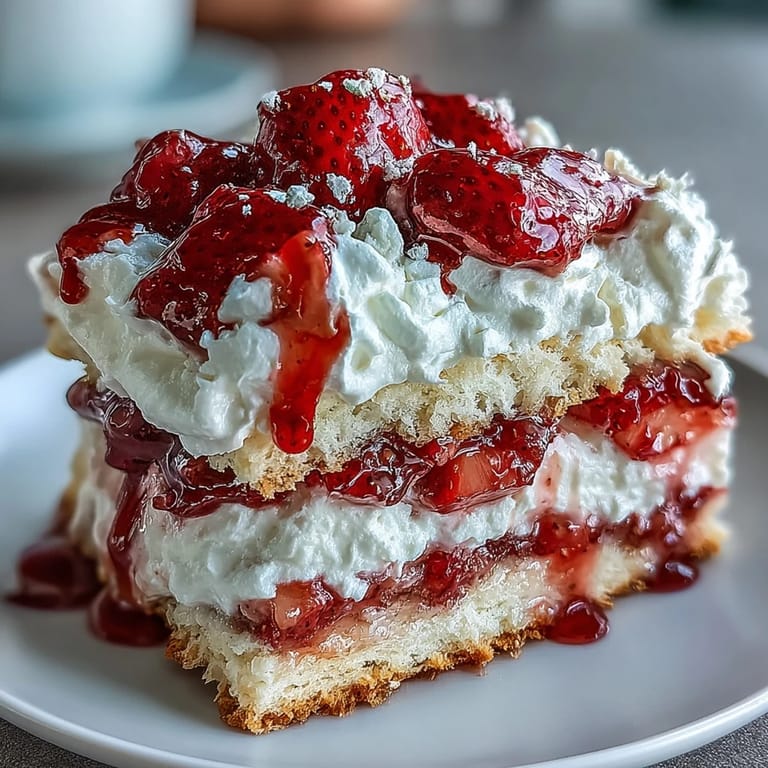 Classic Valentine's treat featuring tender shortcakes, sweet macerated strawberries, and clouds of vanilla whipped cream.