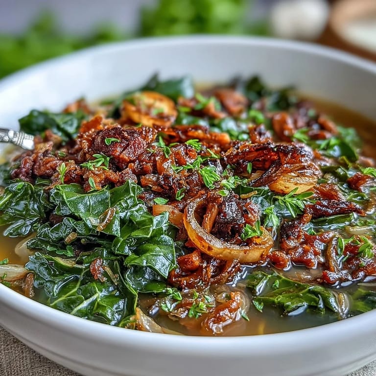 Savory collard greens slow-cooked with smoked turkey, onions, and spices for a comforting classic Southern American recipe.