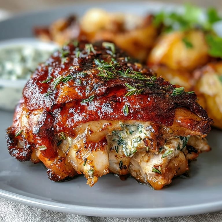 Sheet pan dinner with herb-crusted chicken and crispy roasted root vegetables, garnished with fresh parsley.