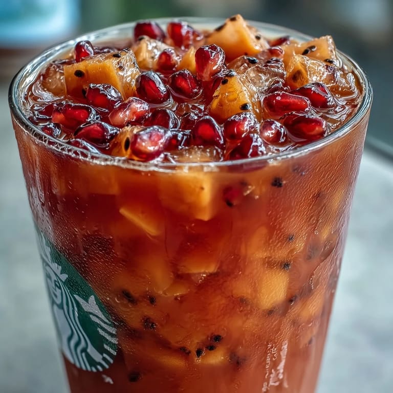 Two tall glasses filled with refreshing Mango Dragonfruit Refresher, garnished with tropical fruit cubes.
