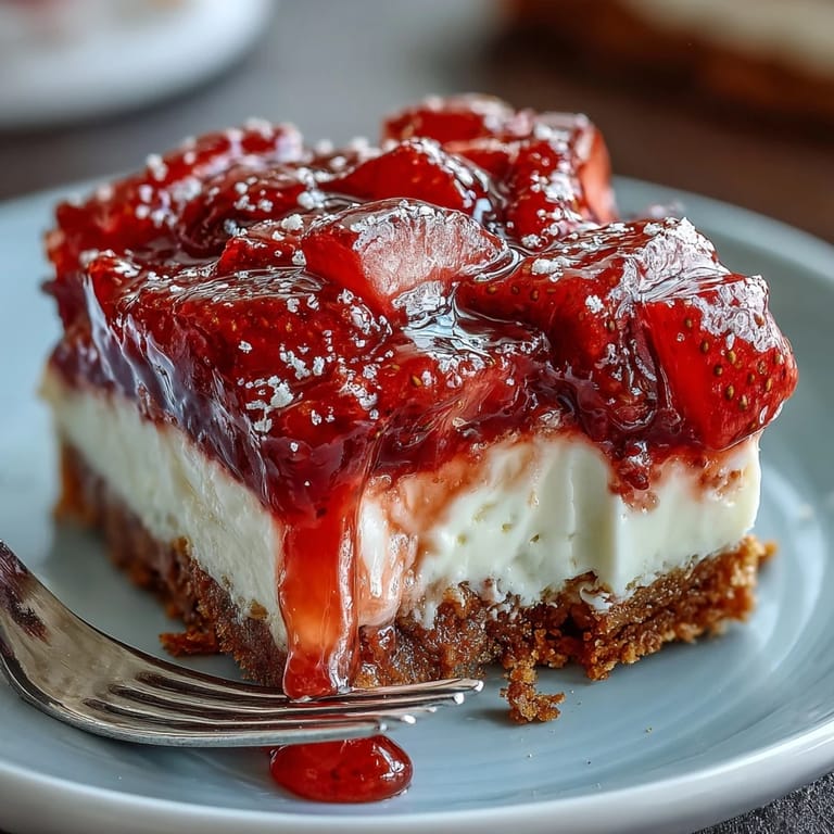 Festive Memorial Day Strawberry Pretzel Salad dessert, highlighting fresh fruit and a delightful, wobbly gelatin top.