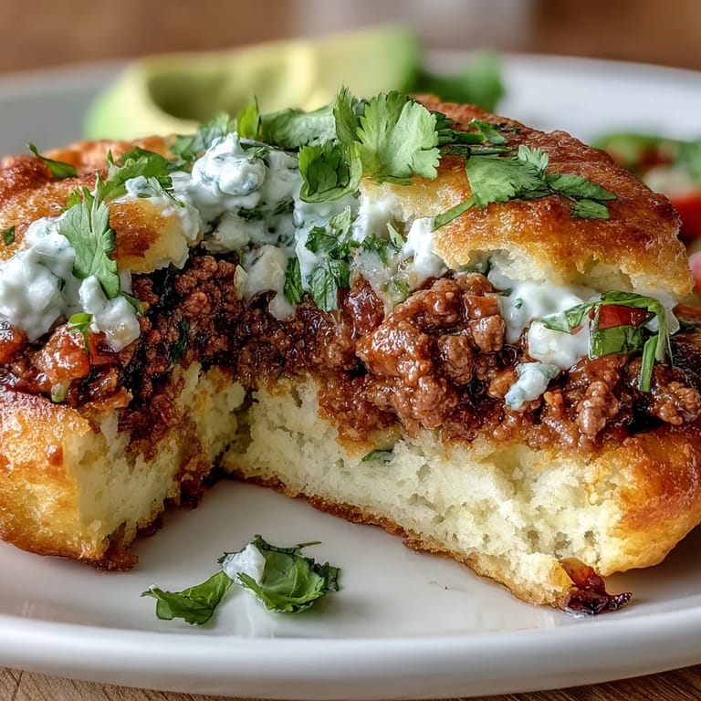 Low-carb cloud bread tacos filled with seasoned ground beef and topped with fresh salsa.