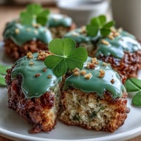 Festive St. Patricks Day shamrock sugar cookies with bright green royal icing and sprinkles.