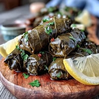 Tender Kurdish Dolma nestled in a pot, ready to steam with fragrant herbs.